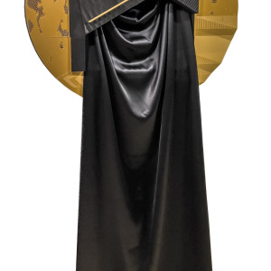 Katarzyna Rumińska ,,SCARS", 90x200x11cm, technika własna, polilaktyd, satyna, 2023