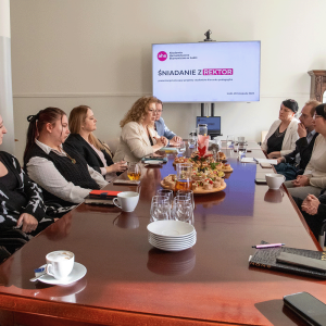 Przedstawiciele kierunku pedagogika na śniadaniu u Rektor AHE w Łodzi