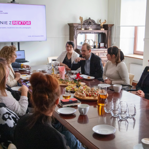 Przedstawiciele kierunku pedagogika na śniadaniu u Rektor AHE w Łodzi