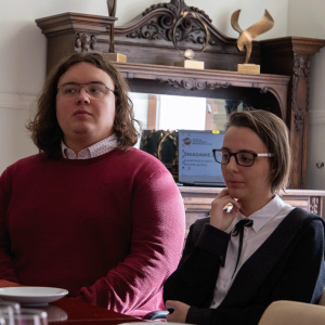 Przedstawiciele koła naukowego grafiki na śniadaniu u Rektor AHE w Łodzi