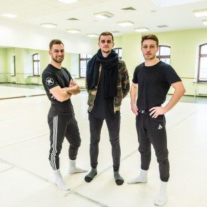 Michał Przybyła, Mateusz Sobczak, Kacper Bożek- studenci kierunku taniec