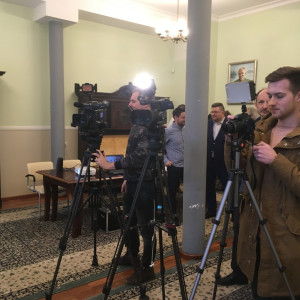 Konferencja prasowa - Wiceprezydent Łodzi Tomasz Trela oraz Prorektor AHE dr Leszek Kuras