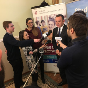 Konferencja prasowa - Wiceprezydent Łodzi Tomasz Trela oraz Prorektor AHE dr Leszek Kuras