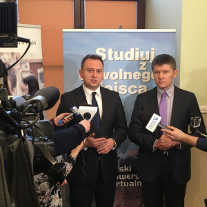 Konferencja prasowa - Wiceprezydent Łodzi Tomasz Trela oraz Prorektor AHE dr Leszek Kuras