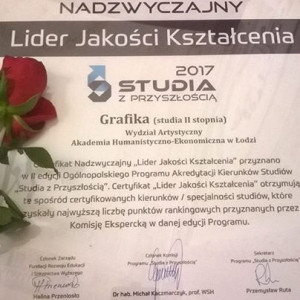 Certyfikat Nadzwyczajny "Lider Jakości Kształcenia" dla kierunku grafika