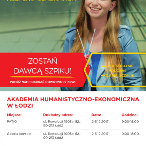 Studentki kierunku pielęgniarstwo i Fundacja DKMS podczas akcji Pomożesz? Bo możesz! Masz to w genach.