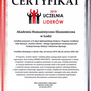 Gala "Uczelnia Liderów 2019"