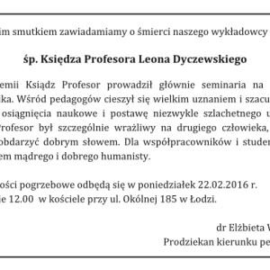 nekrolog, profesor Leon Dyczewski